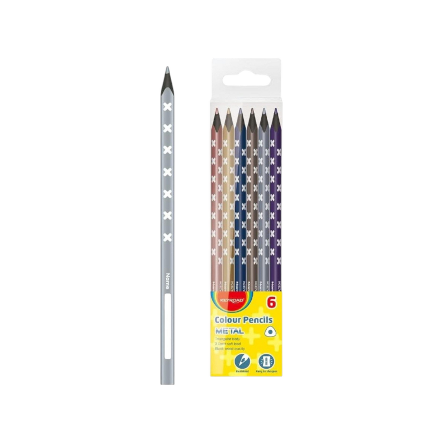 Keyroad Metalic, Neon &amp; Pastel Colored Pencils, 6 Colors, 3 Shades