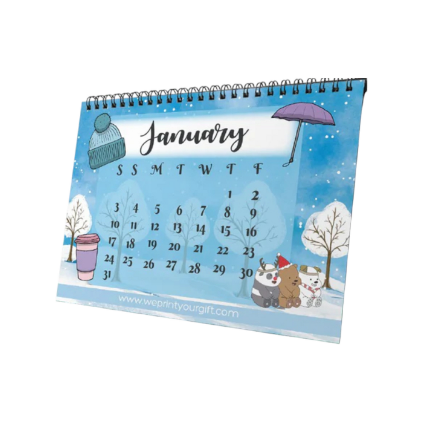 Office Desk Calendar 2026 Cute Bears