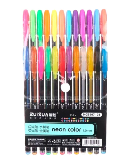 24 Unique Colors (No Duplicates) Gel Pens