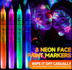 8-Color Glow-in-the-Dark Pen with Neon Glow Effect Washable