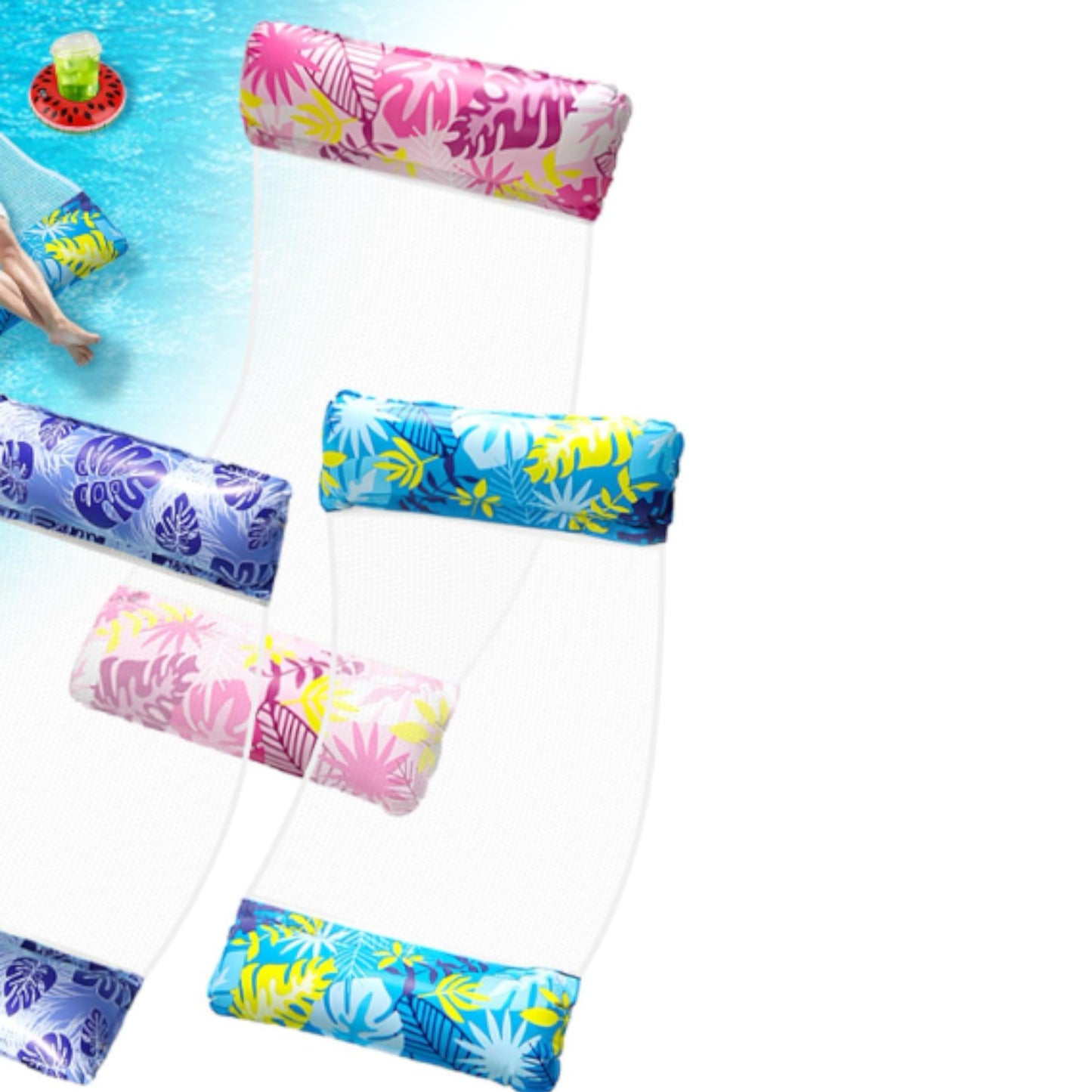 Pool Inflatables with 2 Pumps and 2 Drink Holders,