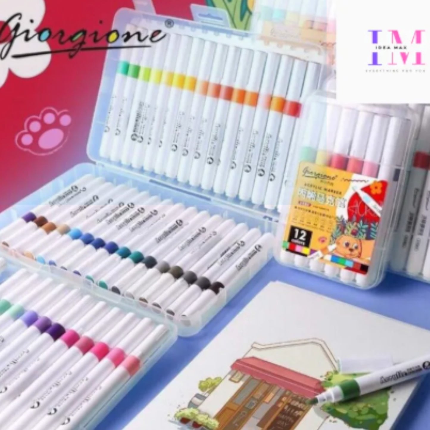 24 Colors Acrylic Paint Marker Pen Set for Crafts Fabric Canvas Glass Paper