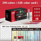 288 Set of Soft Brush Tip Acrylic Markers, Quick-Drying Waterproof