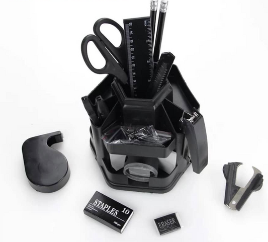 A movable Plastic Desk Organizer - Comes With Various Tools