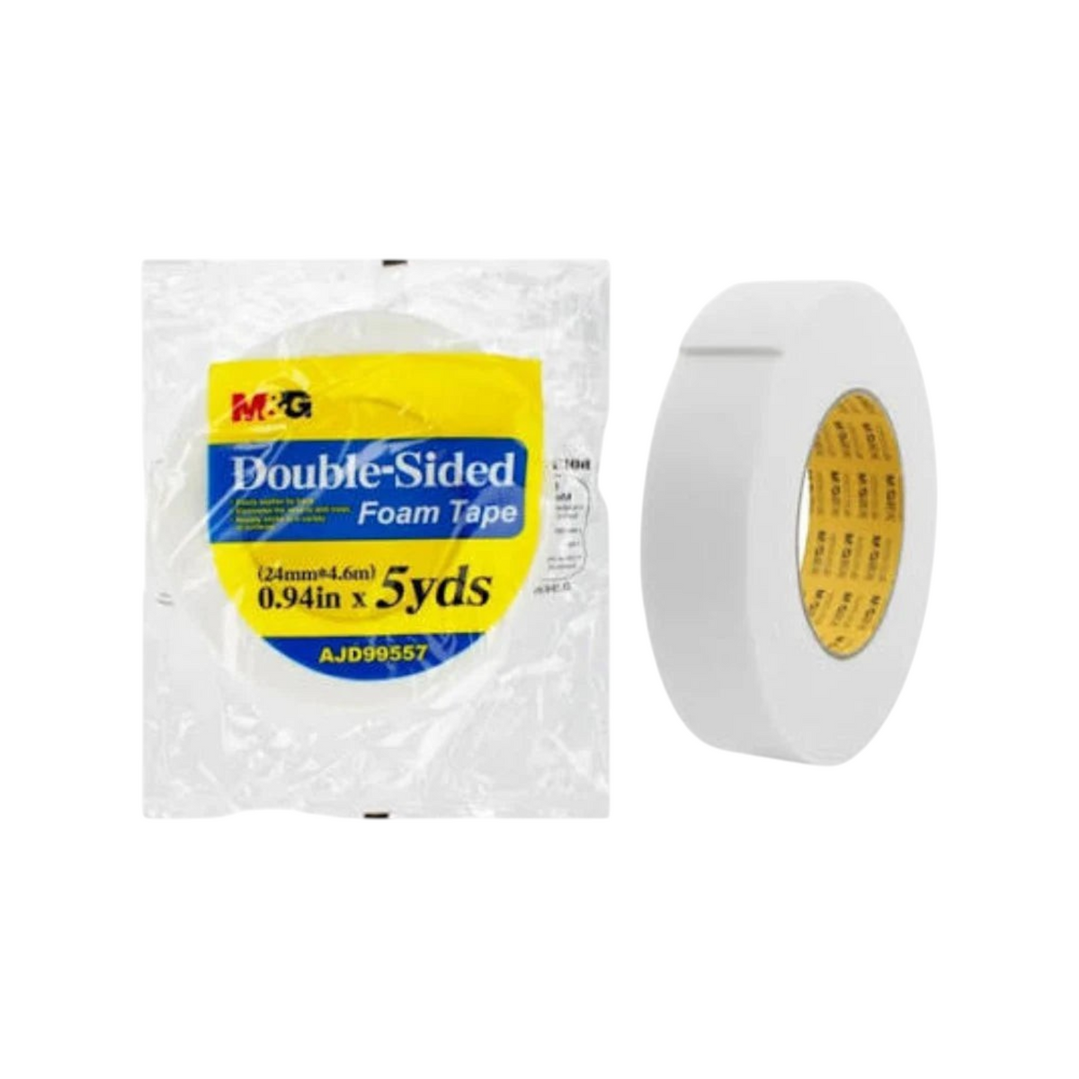 Elite Stationery House MG double-sided foam tape in off-white, 24mm width, 5 yards long for delicate mounting tasks.