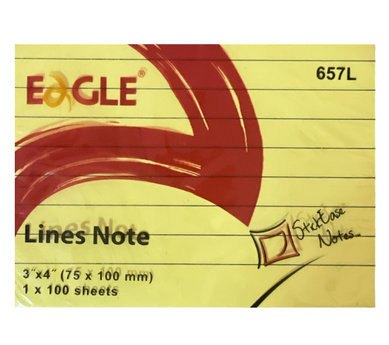 Eagle Lined Sticky Note Pad 3" x 3" 100 Sheets