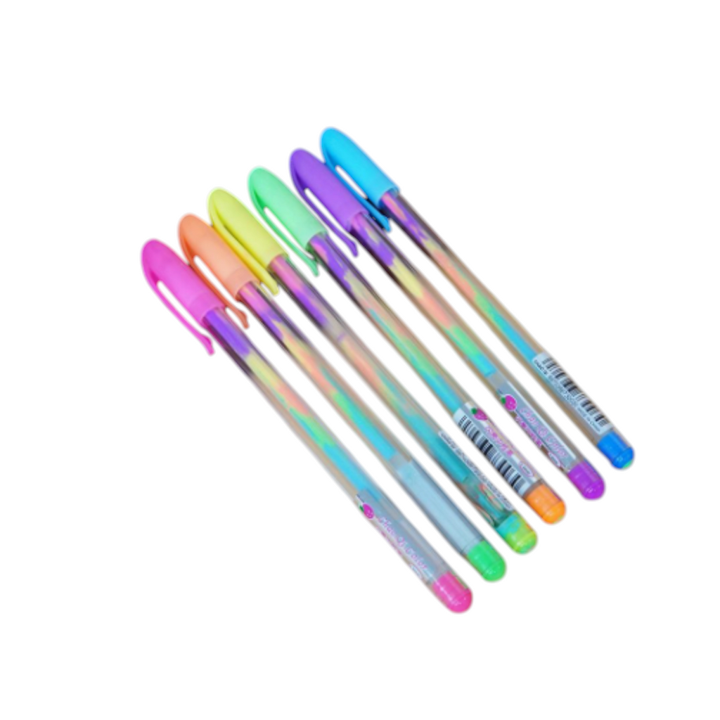 Elite Stationery House set of 6 colorful rainbow gel ink pens with comfortable grips for creative writing and drawing