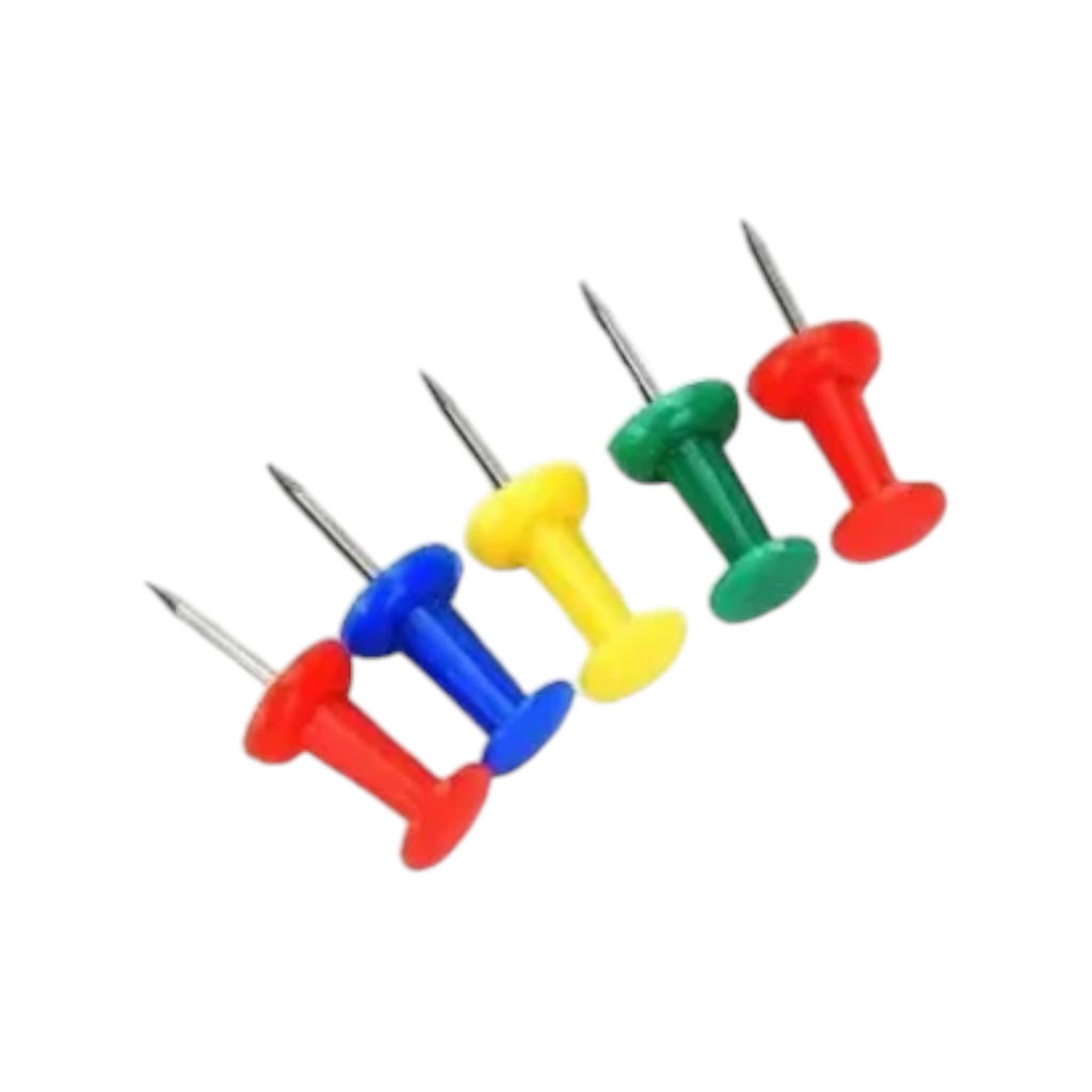 Elite Stationery House multicolor plastic push pins with 24mm steel needles for office and school organization