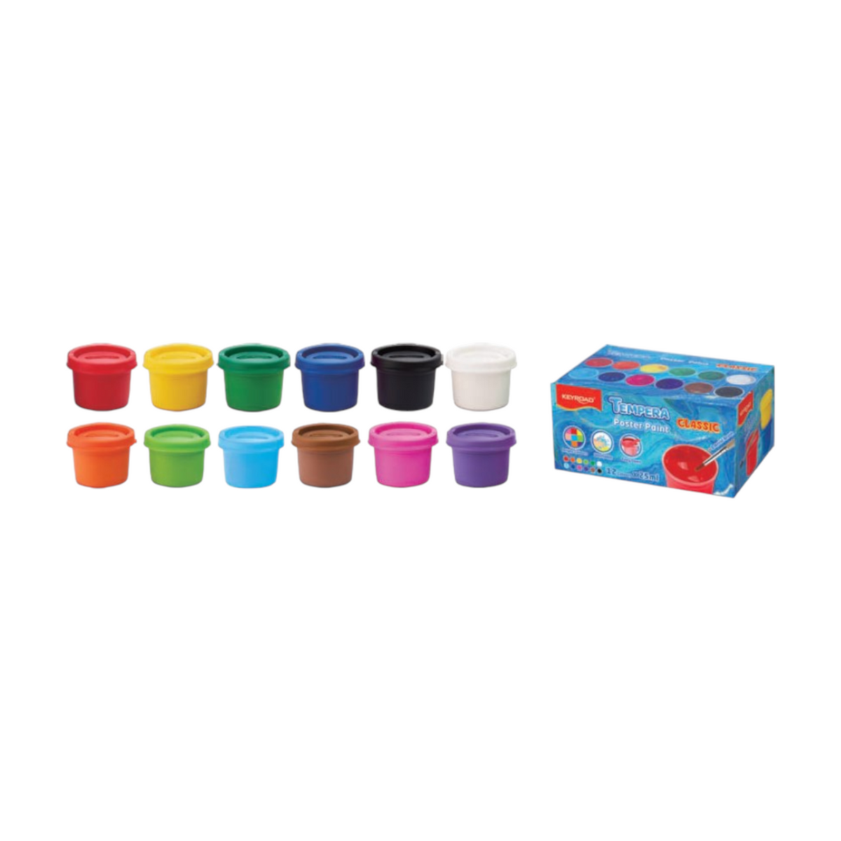 Keyroad Tempera Poster Colors - 12 Colors 25ml Washable - Model KR972898