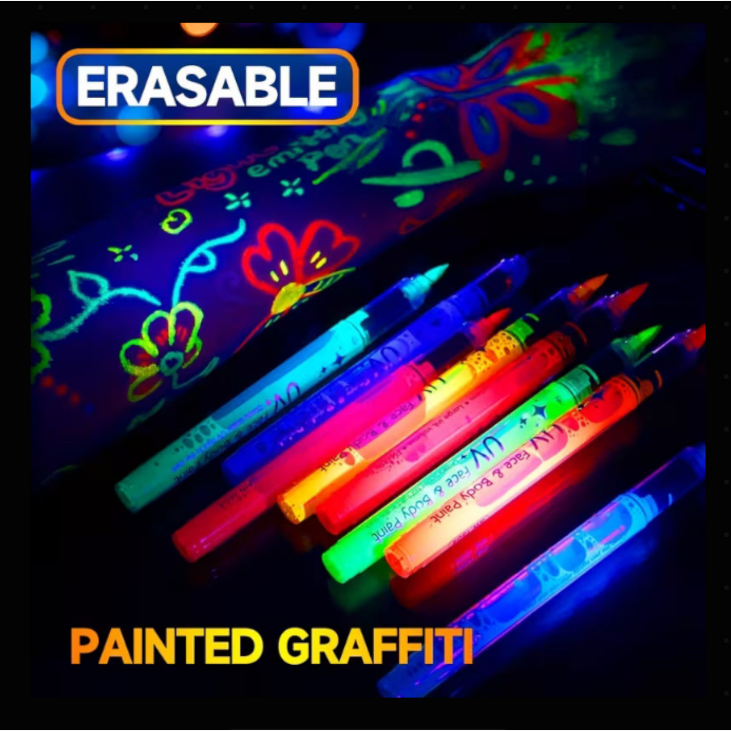 8-Color Glow-in-the-Dark Pen with Neon Glow Effect