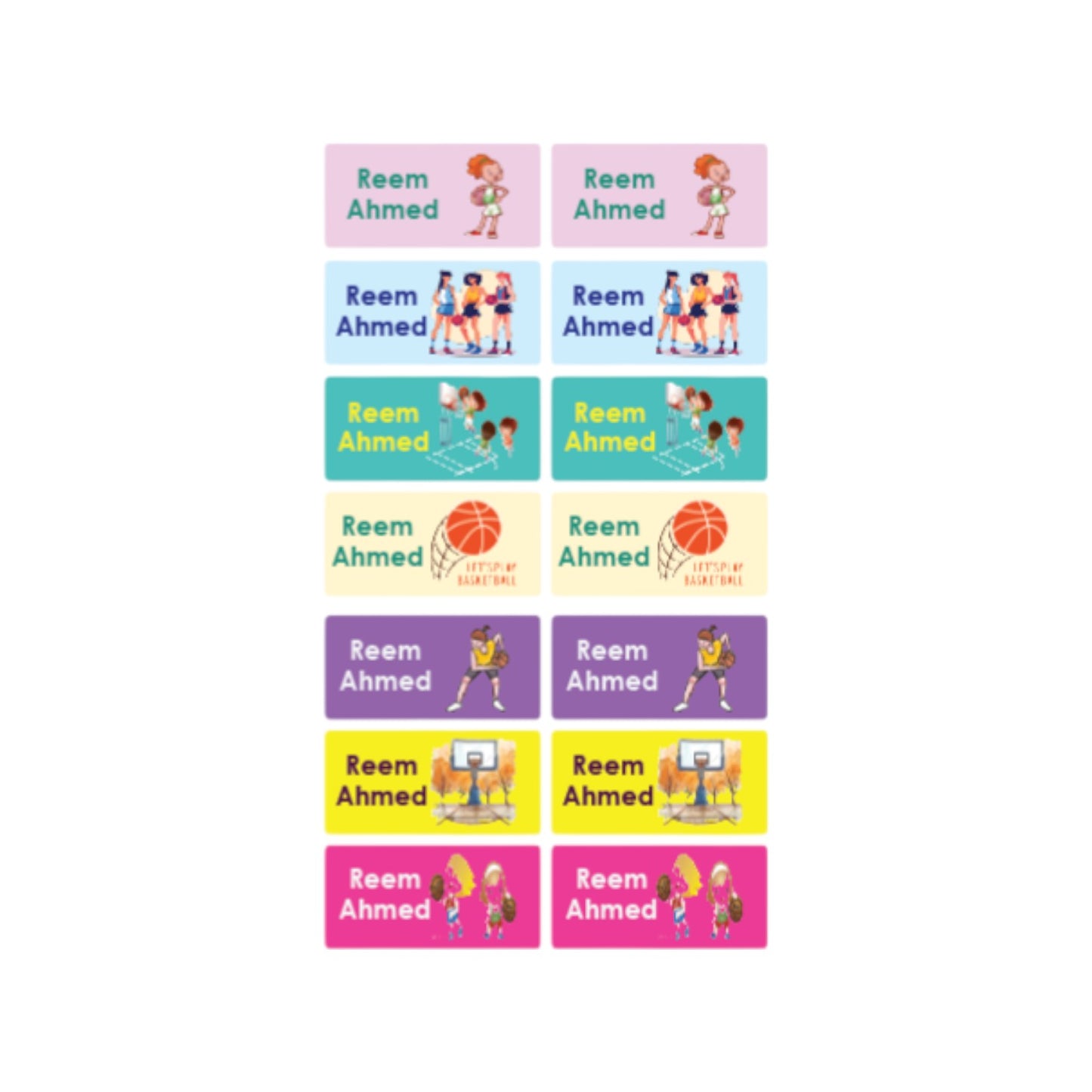 Basketball Girls' Name Tag