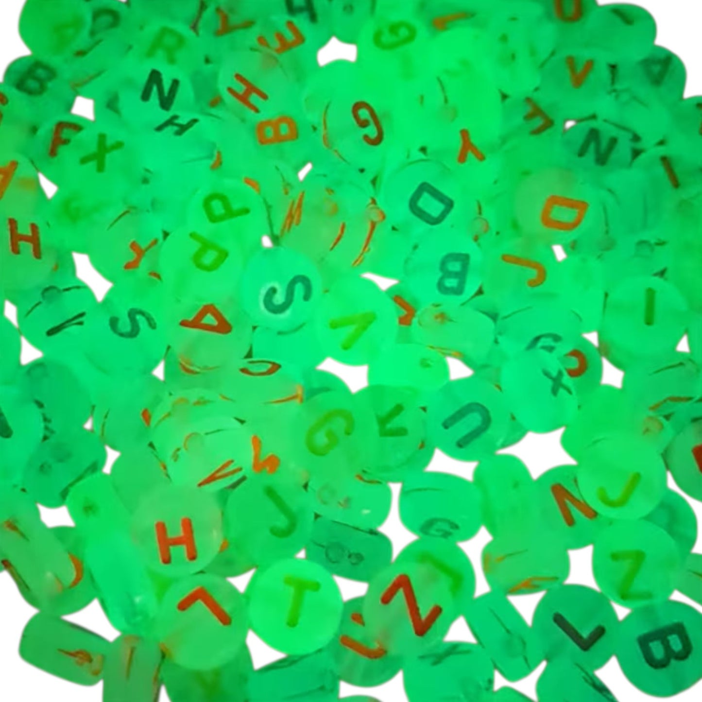 100 pcs.  Luminous Letter Beads Glow in The Dark