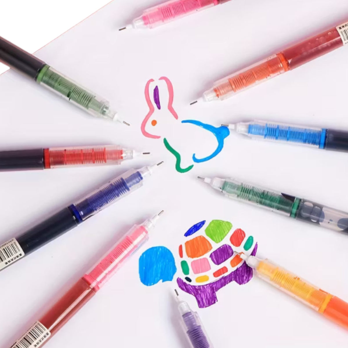 8 Straight Liquid Ballpoint Pens, Quick-drying Color Neutral Pens