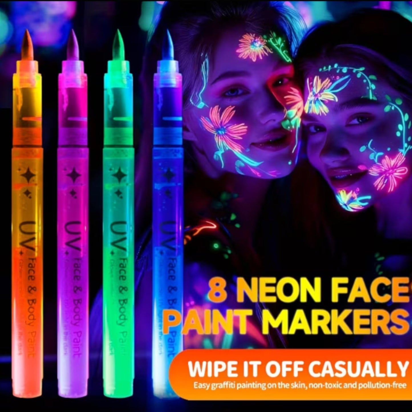 2 -Color Glow-in-the-Dark Pen with Neon Glow Effect