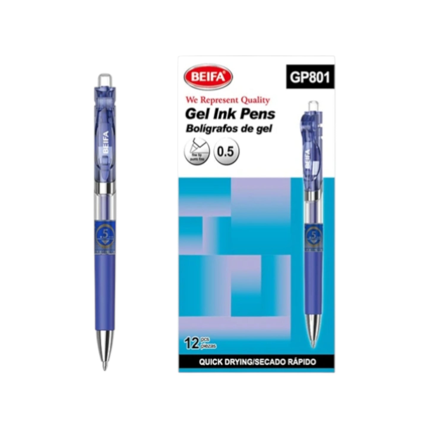 Beifa Fast Dry Gel Pen 0.5mm Model GP801-02B7 - 1 Pen