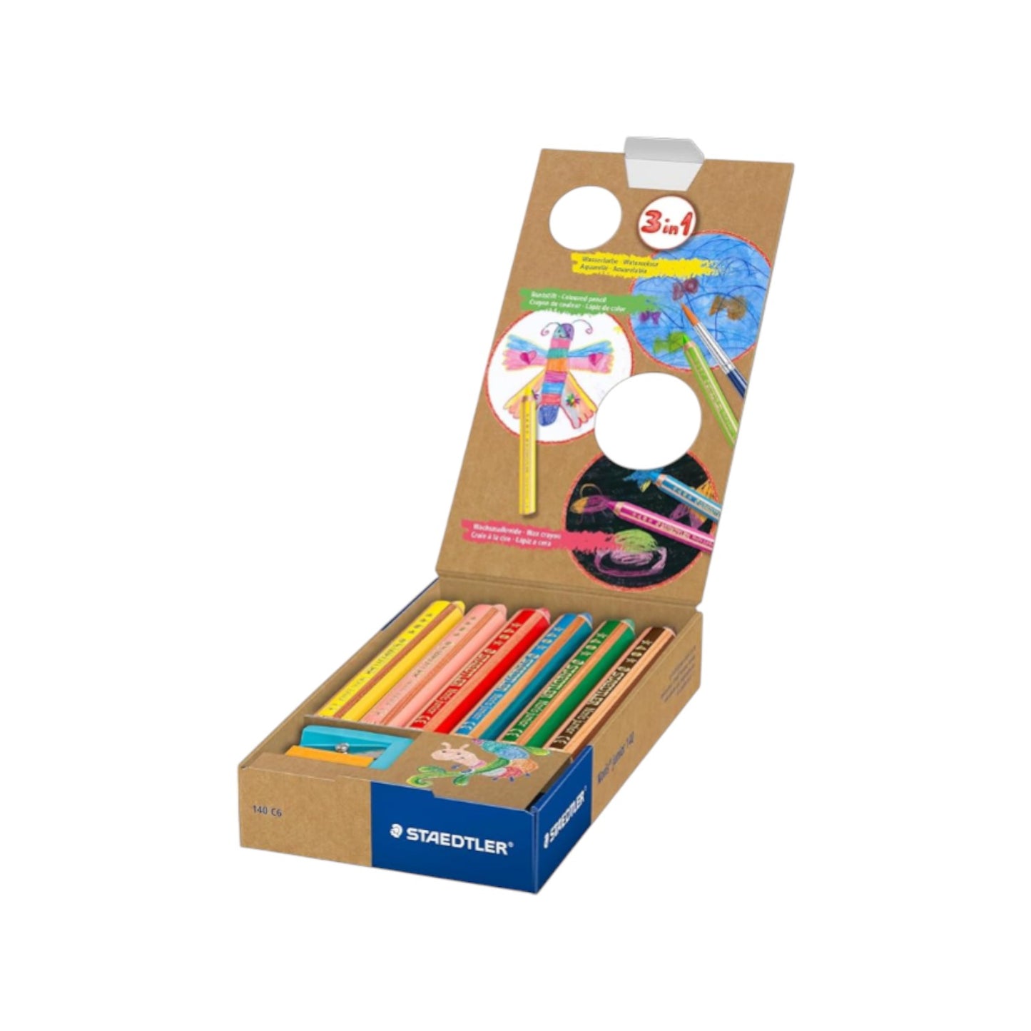 Staedtler Noris Junior 3-in-1 coloring Pencil  - 6 Colors +Sharpener