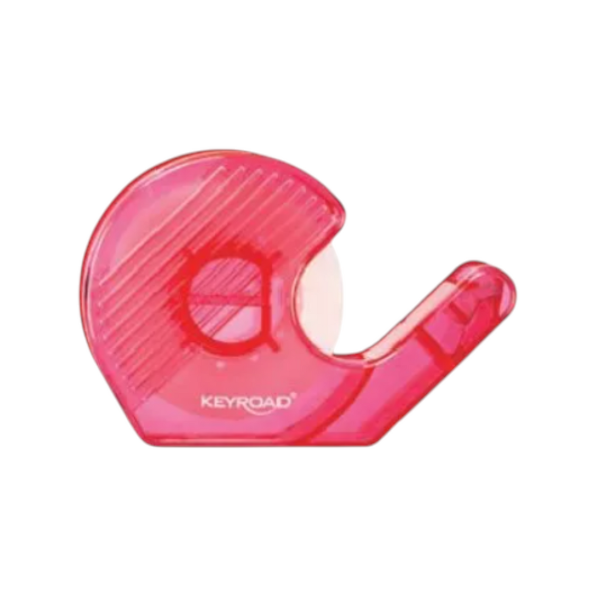 Elite Stationery House small transparent fuchsia plastic tape cutter by Keyroad for desk and school use