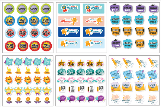 Pack of 6 Motivational Stickers Sheets 106 Stickers