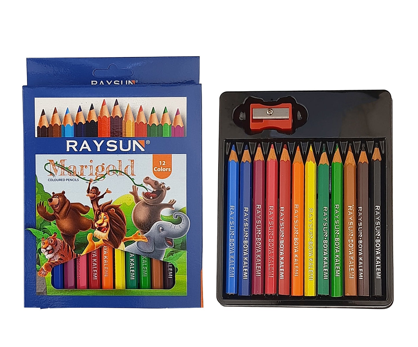 RaySun Short color Pencil – Set of 12 colors +1 Sharpener