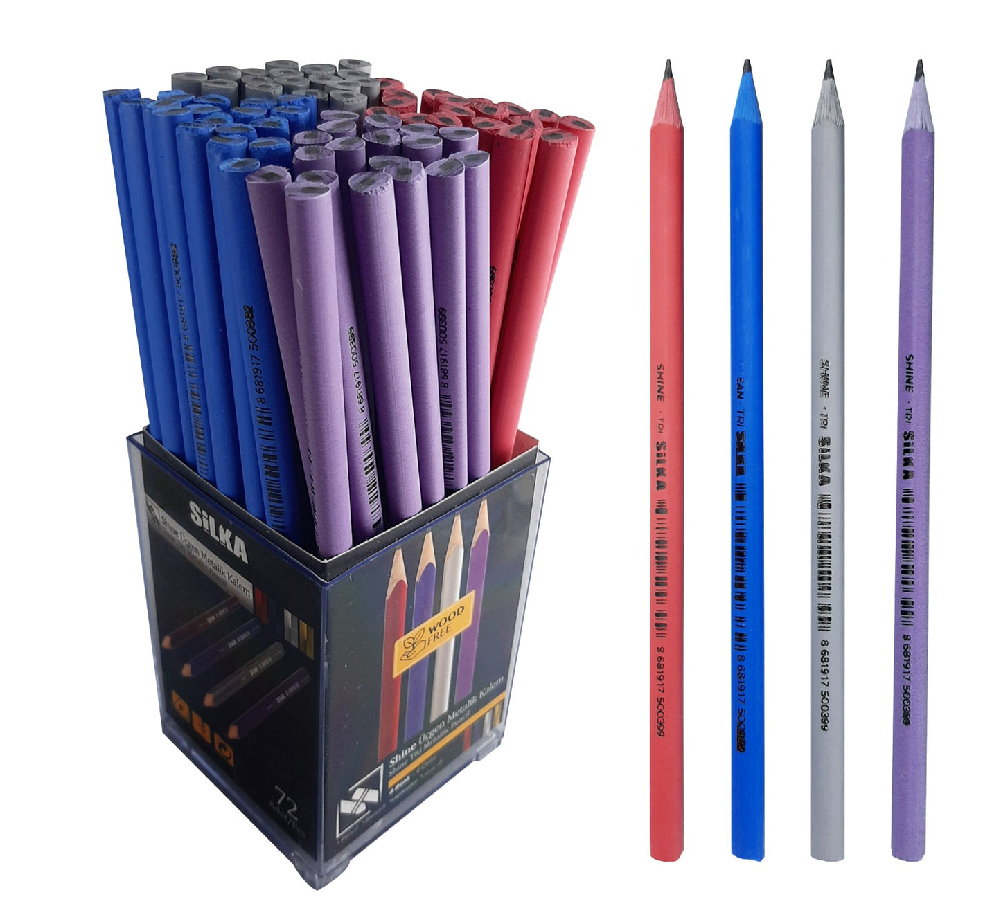 SILKA Shine – HB Pencil – stand 72 Pencils – Metalic colors