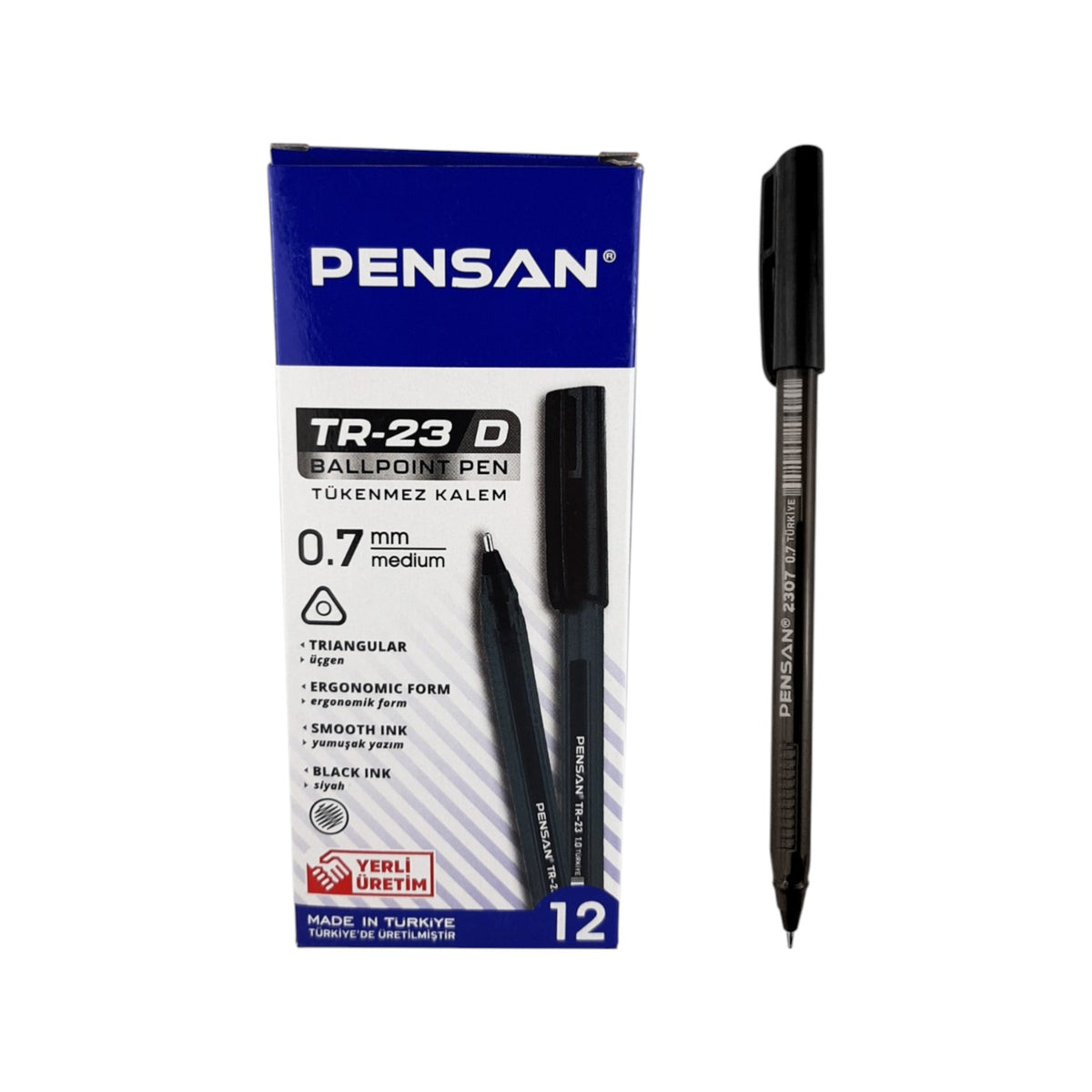 Pensan TR-2307 Smoky – 0.7 mm Ballpoint Pen - Pack of 12