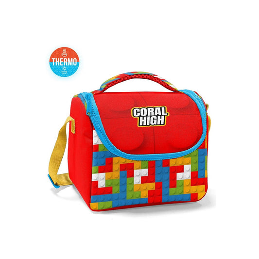 Coral High Kids Color Block Patterned Thermo Lunch Box