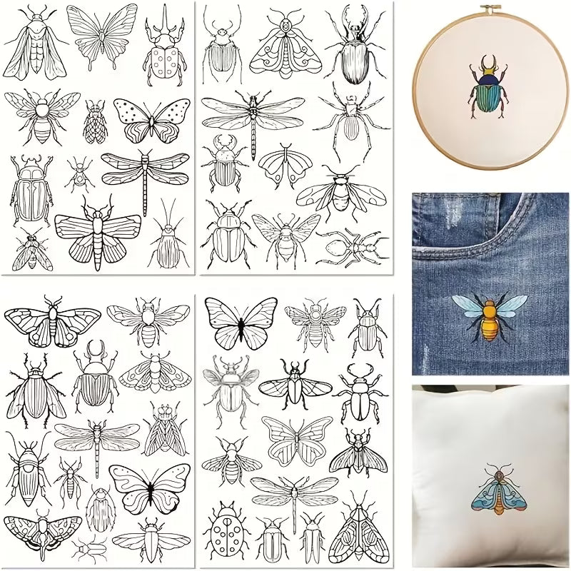 51 Small Water-soluble Embroidery Patterns, Insect Embroidery Designs, Butterfly