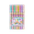 Elite Stationery House kit of 8 neon and pastel gel pens with ballpoint tips in a clear plastic storage case.