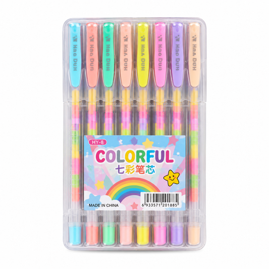 Kit  8  Gel Pens Neon and Pastel Colors