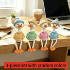 Elite Stationery House decorative duck figurines with long legs wearing colorful knitted sweaters and beanies