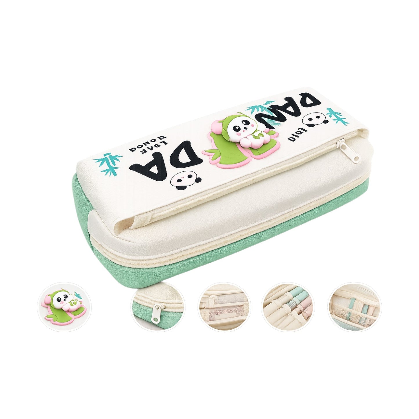 1Pc Panda Premium 2 Zippers Pencil Case