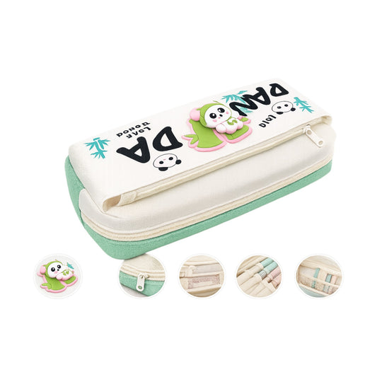 1Pc Panda Premium 2 Zippers Pencil Case