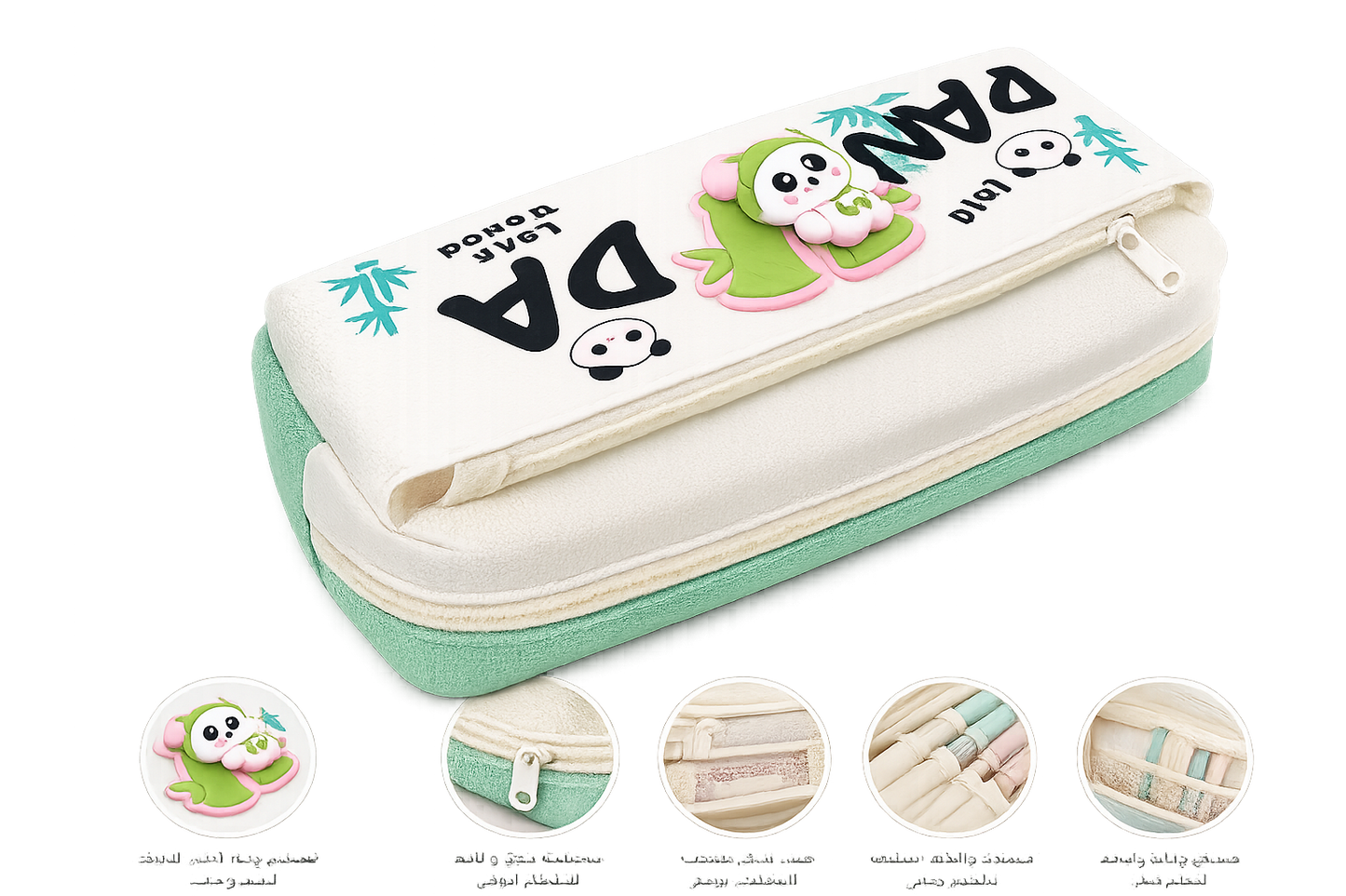 1Pc Panda Premium 2 Zippers Pencil Case