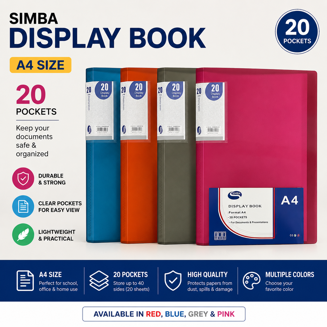 20 Pockets Simba Display Book A4