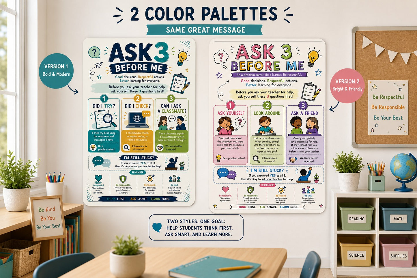 Ask 3 Before Me Classroom Poster