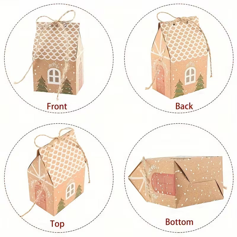 Christmas Cow Paper Boxes, Mini House Shaped Gift Bags, 1 pcs.