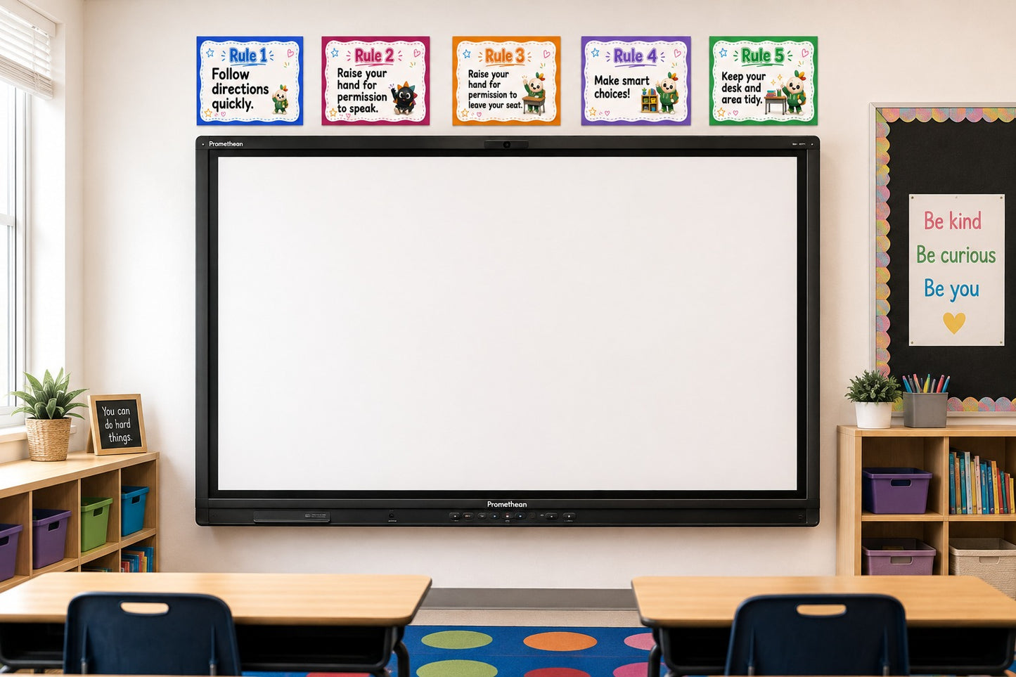 Classroom Rules Posters Set | Laminated Classroom Décor 1 (Set of 5)