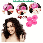 4pcs Soft No-Heat Hair Curlers, Reusable Soft Curlers