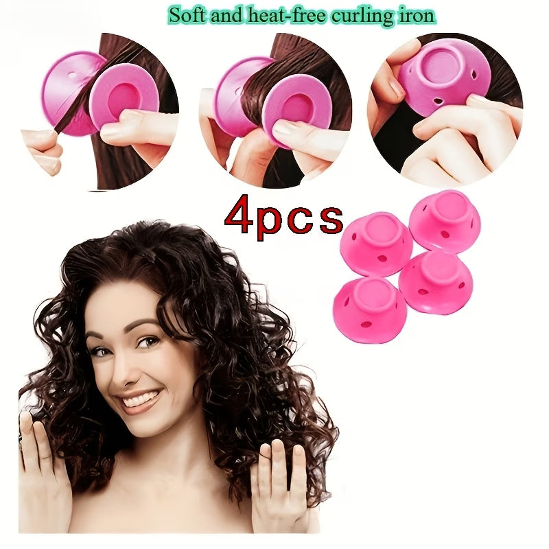 4pcs Soft No-Heat Hair Curlers, Reusable Soft Curlers