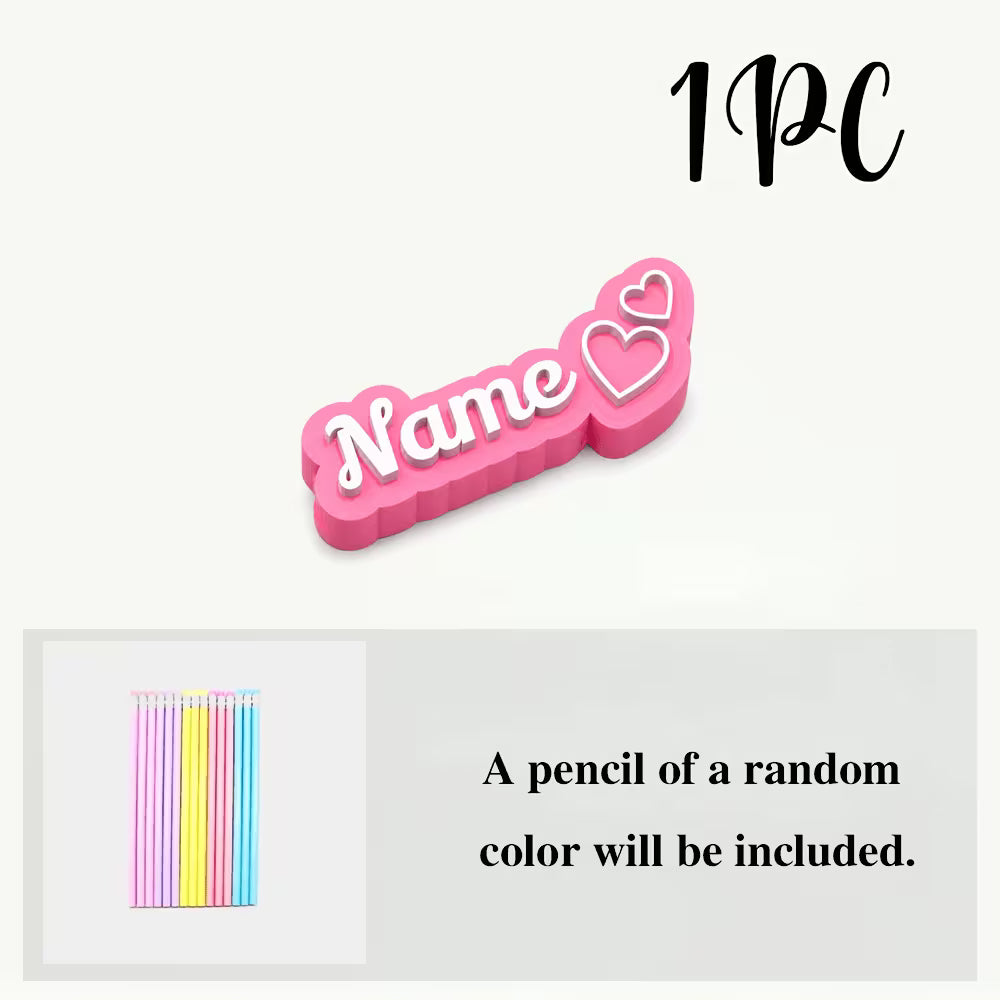 Personalized 3 D  Name Pencil Caps+ 1  Free Pencil: ( max 10 letters )