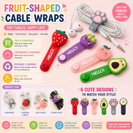Silicone Cartoon Fruit-Shaped Cable Organizers