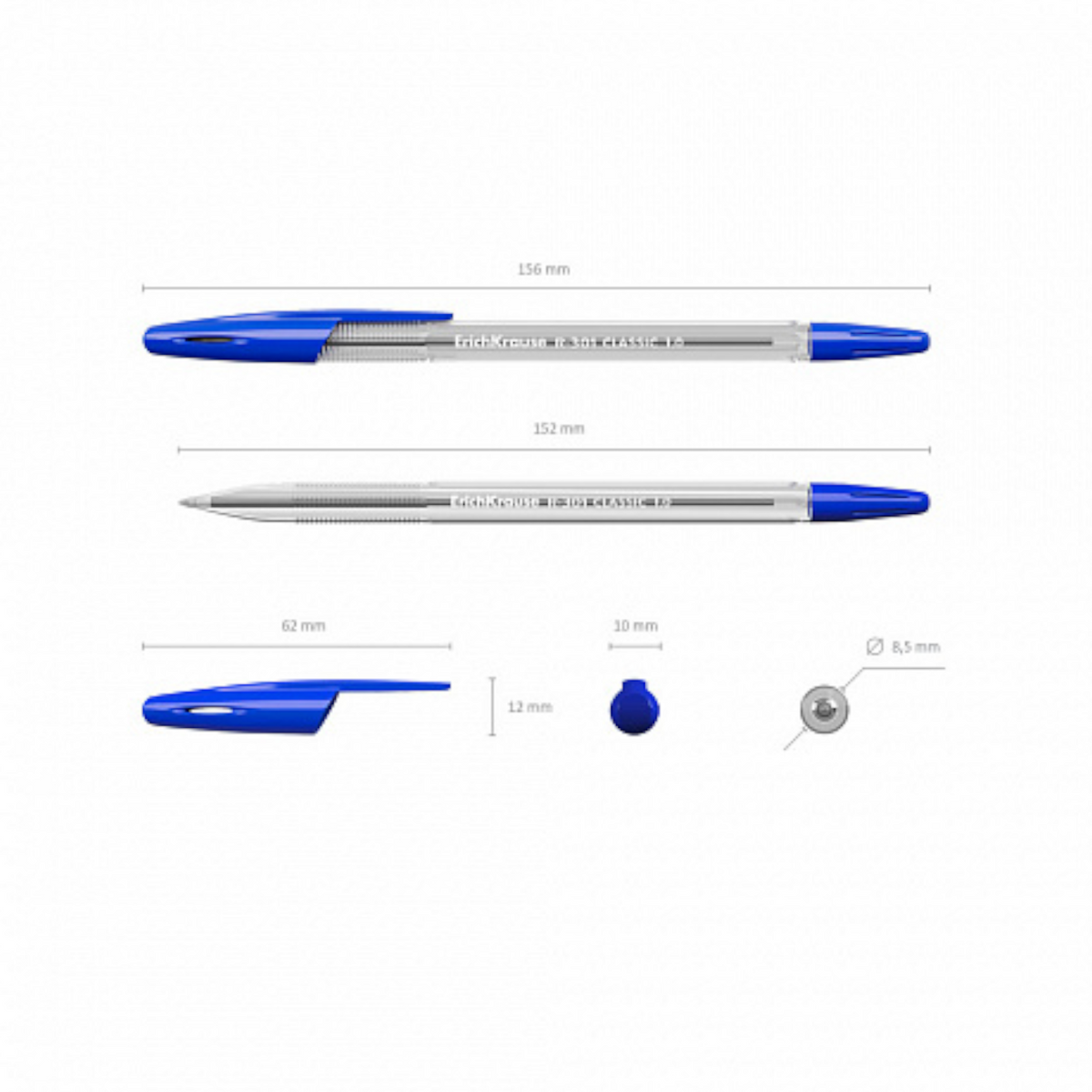 Ballpoint pen ErichKrause R-301 Classic Stick 1.0 mm Black & Blue - 1 Pen