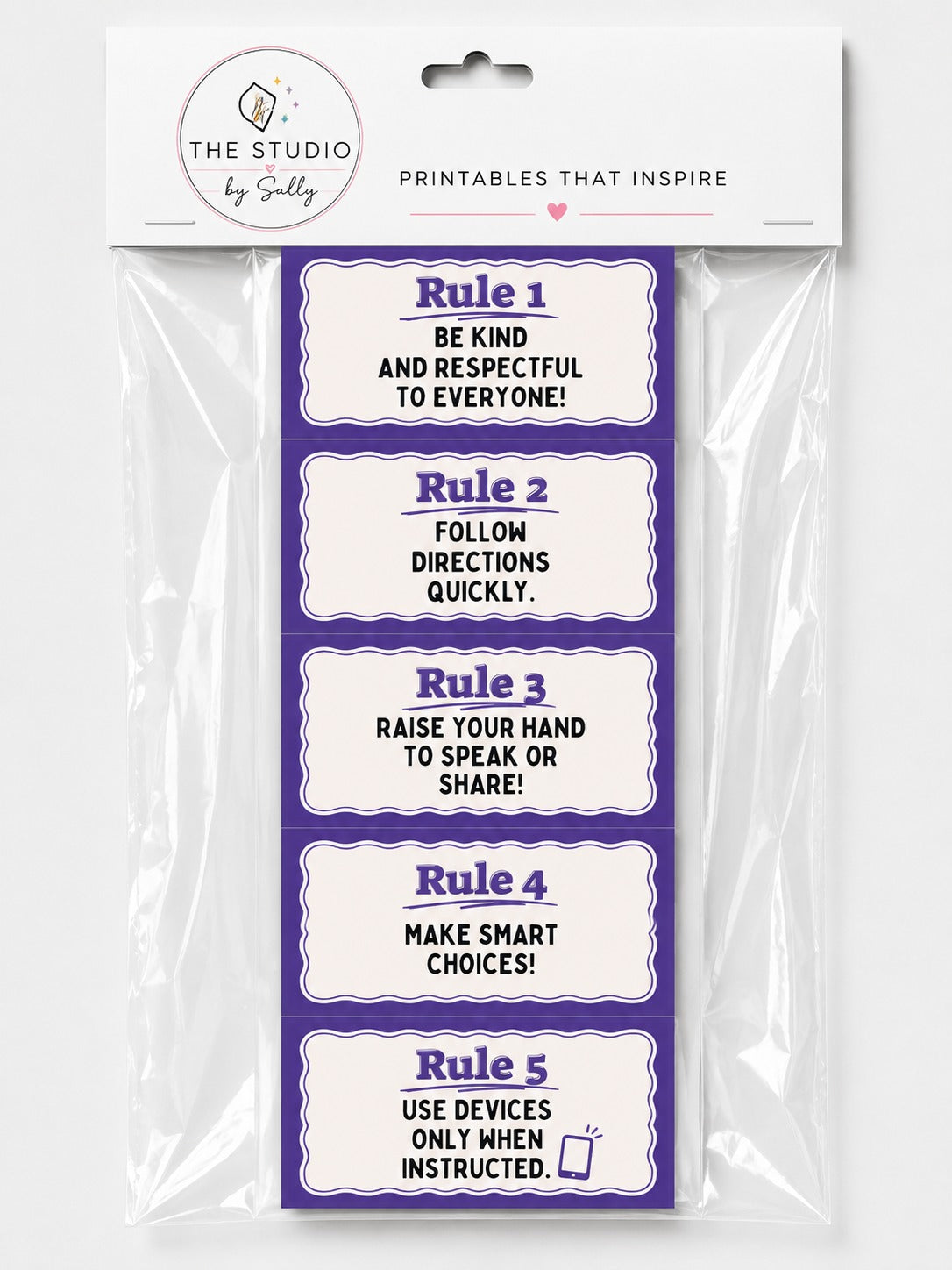 Classroom Rules Posters Set | Laminated Classroom Décor 2 (Set of 5)