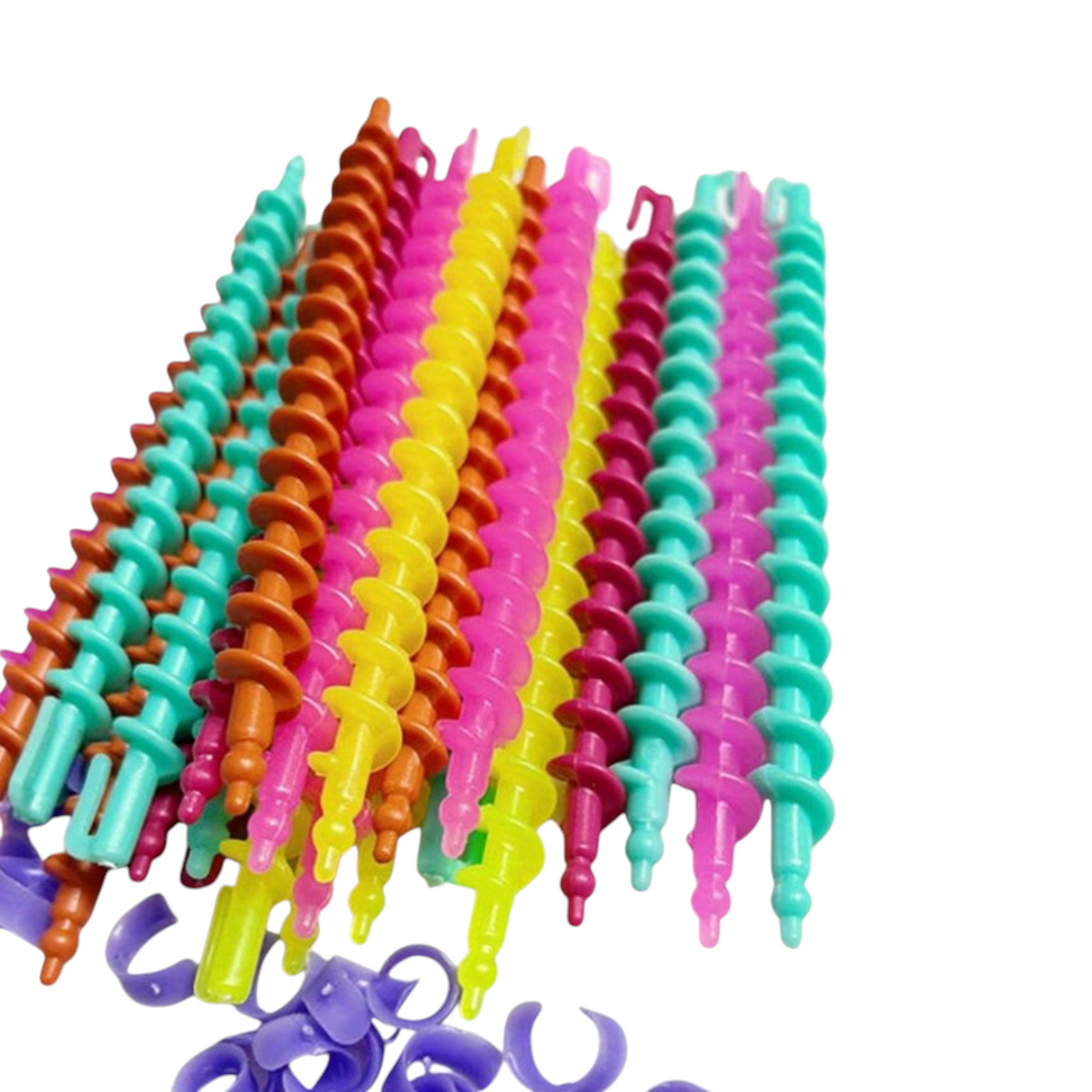 Elite Stationery House set of 5 colorful plastic spiral hair curling rods for cold perm styling