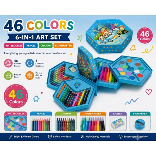 Smile Factory Color Pencil, Crayons, Water Color, Sketch Pen Art Set - (46 Pieces)