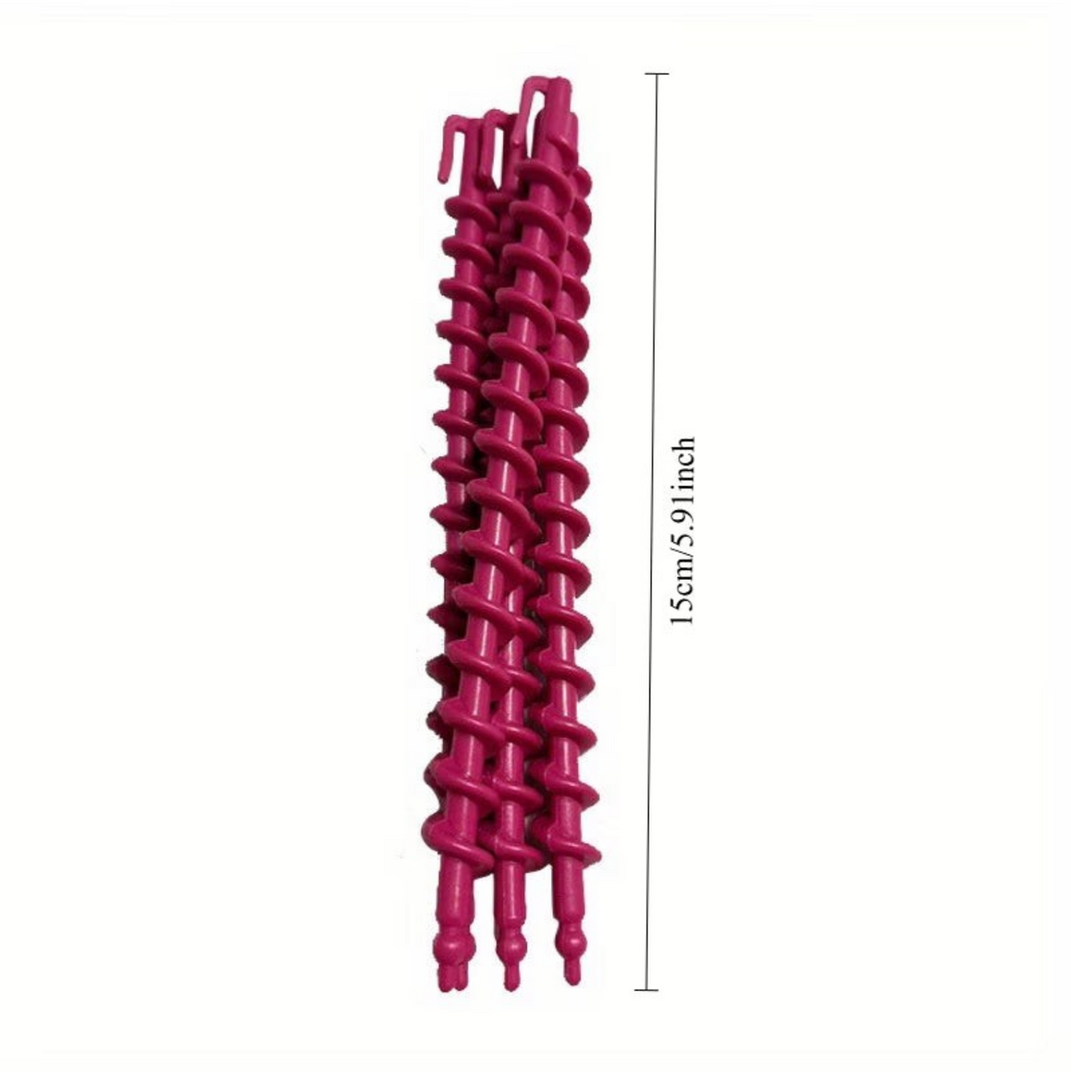 Elite Stationery House spiral hair curling rods in pink, 15cm long plastic styling tools for cold perms