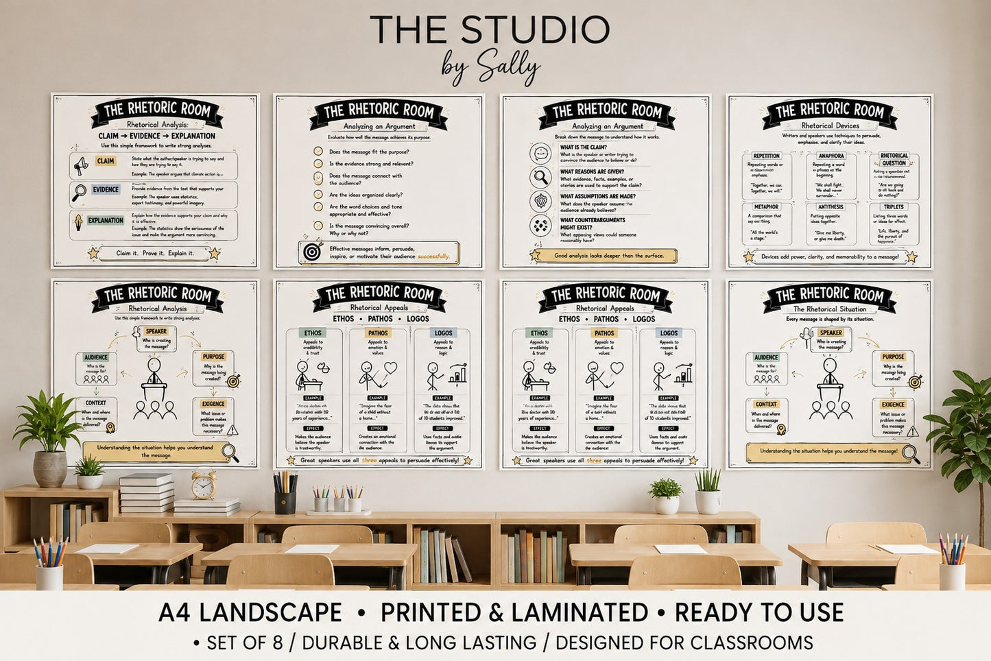 The Rhetoric Room – A4 Landscape | Set of 8