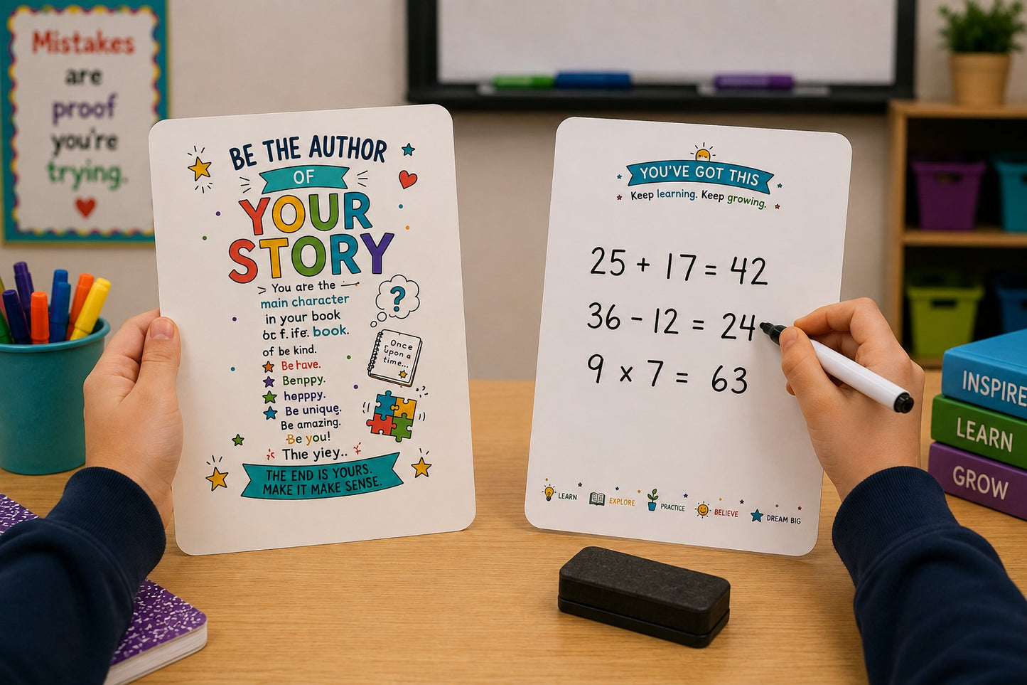 Be the Author of Your Story Dry-Erase Response Board | Laminated Student Gift | Pack of 15