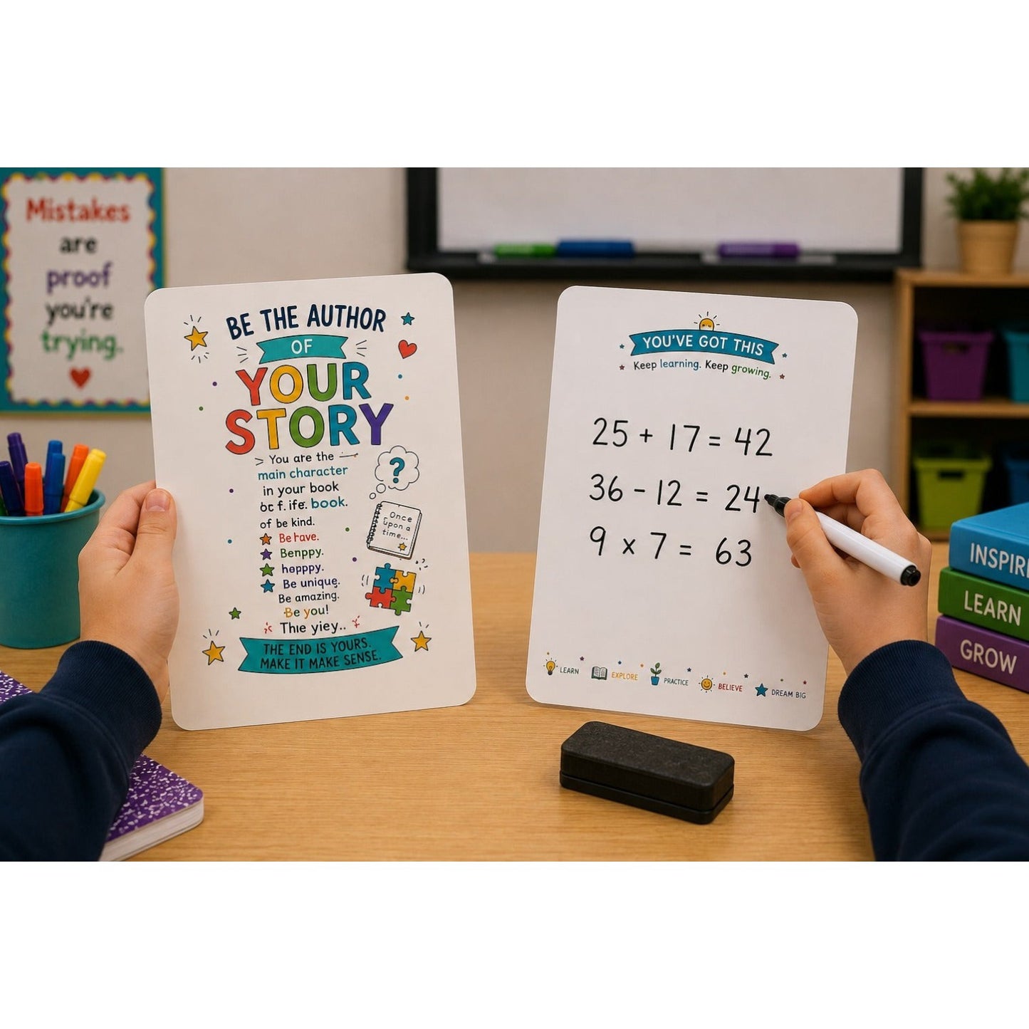 Be the Author of Your Story Dry-Erase Response Board | Laminated Student Gift | Pack of 15