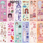 40 - 80 pcs Princess Makeup Stickers, Sticker Toys